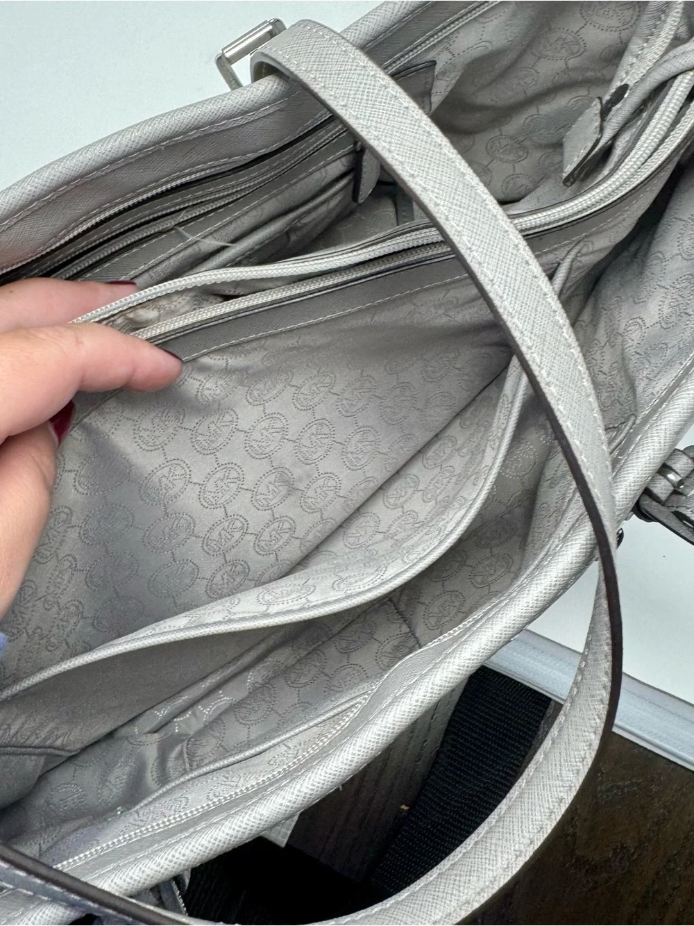 Michael Kors | Grey Saffiano Tote with MK Charm - GUC